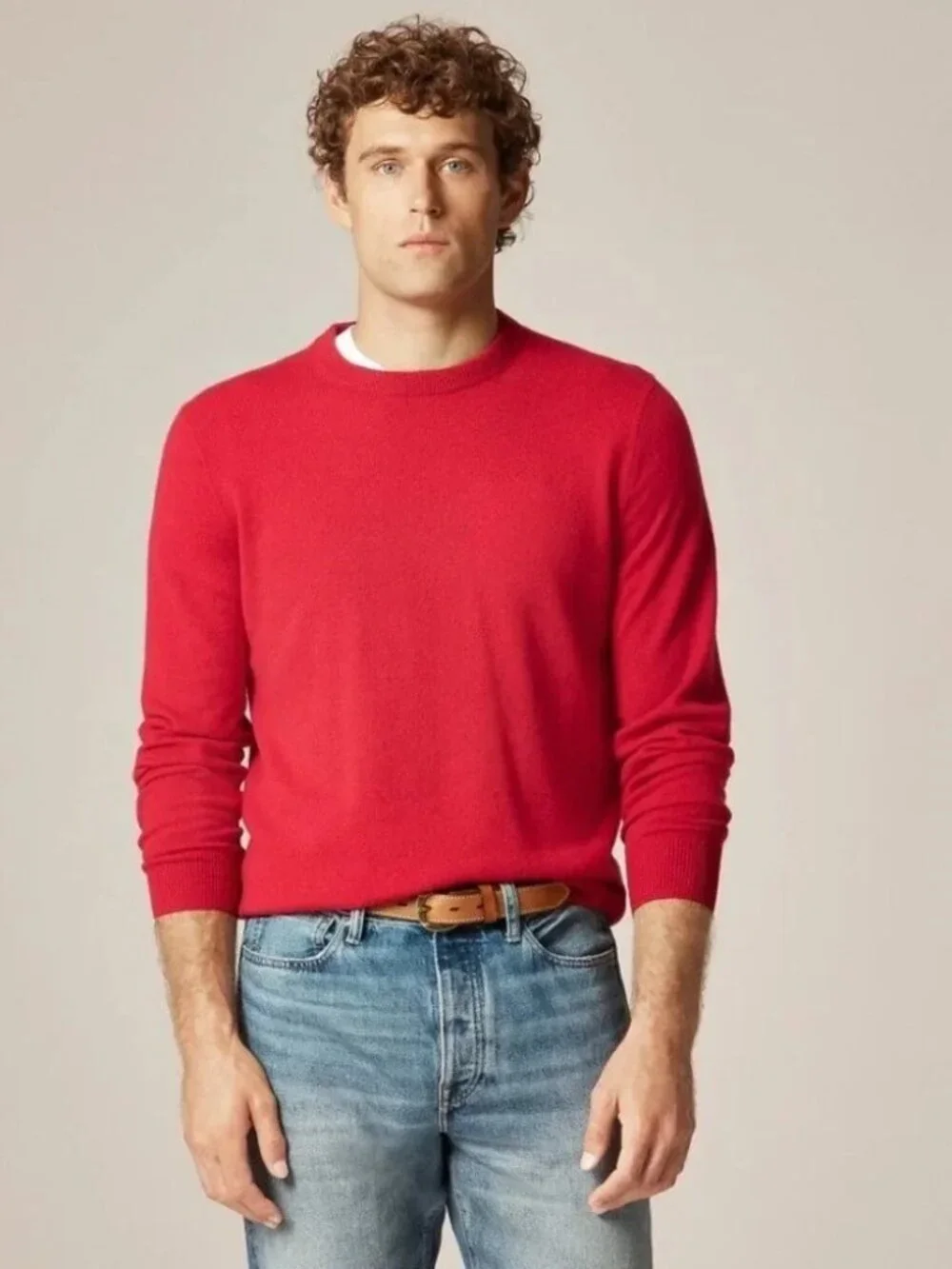 NWoT J.Crew $158 100% Goat Cashmere Cozy Soft Crewneck Sweater Red #BE895